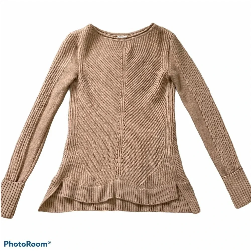 VINCE Directional Ribbed Sweater Wool Cashmere S